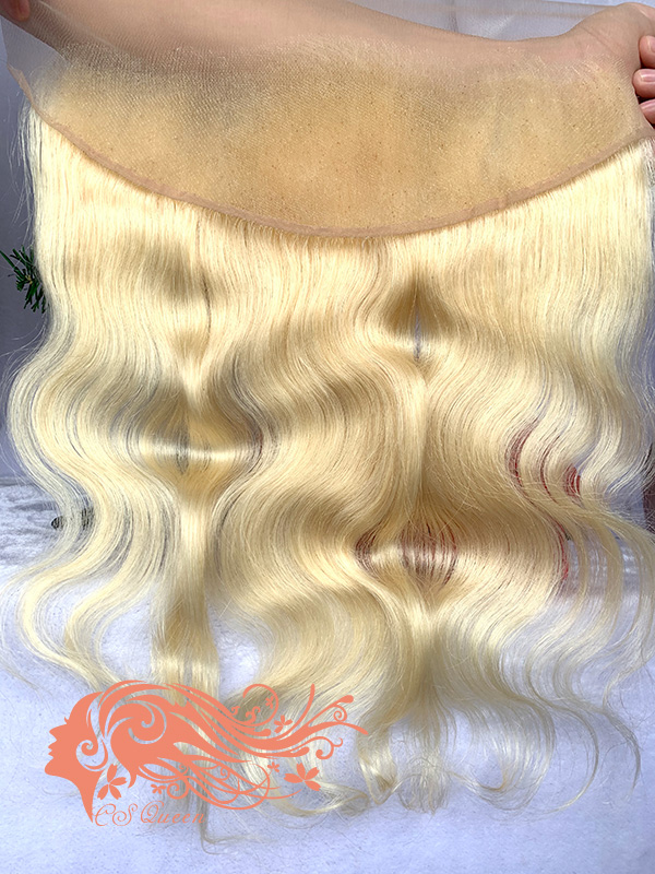 Csqueen 9A Body Wave 13*4 Frontal #613 Blonde color Free Part 100%Human Hair - Click Image to Close